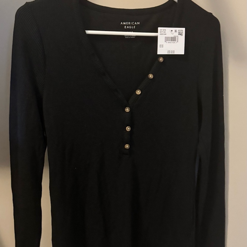 American Eagle Outfitters Black Buttoned Blouse